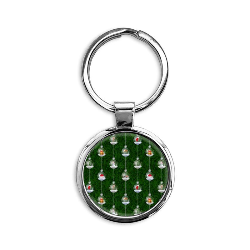 Evergreen Snowglobes Circle Keychain