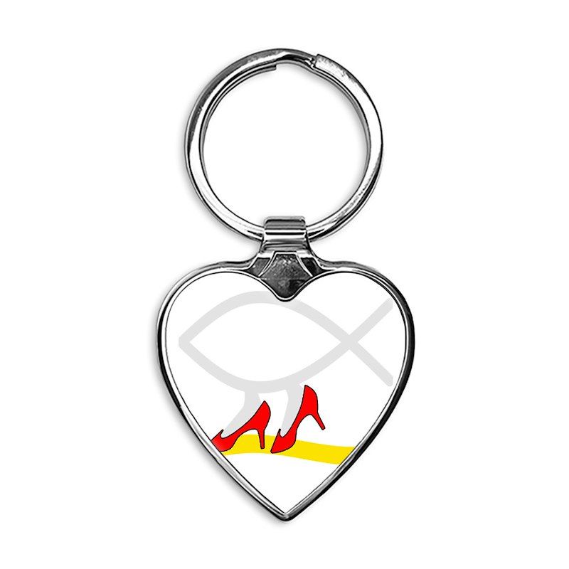 TShirtBlack_KansasFishgay3 Heart Keychain