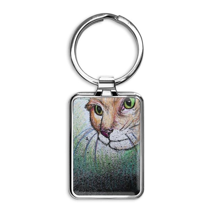 Cat! Animal, pet art! Rectangle Keychain